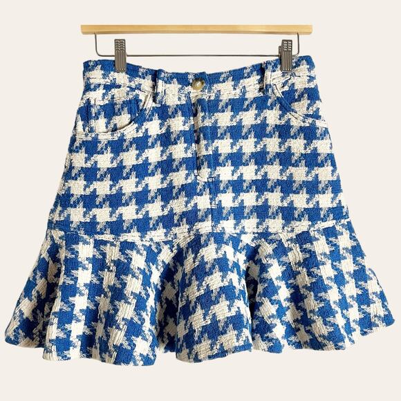 Sandro Sixtine Houndstooth Flounce Mini Skirt Size 6 - Picture 4 of 15